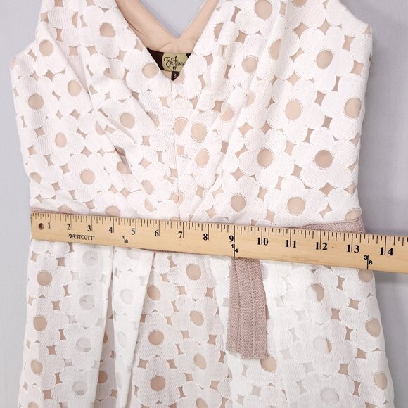 Anthropologie Eva Franco Fit & Flare Dress Size 6 Lace Overlay Light Academia - Picture 6 of 12